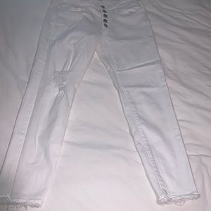 Cropped White Denim Jeans